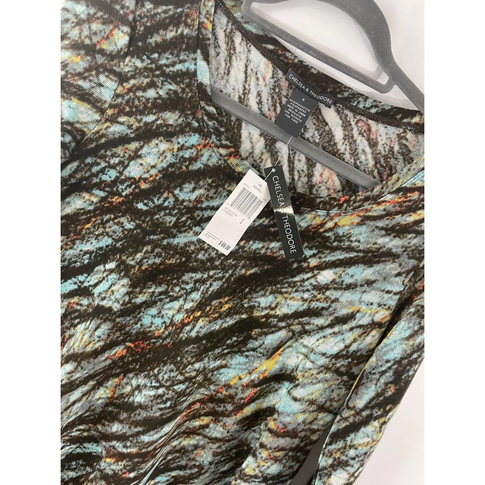 Chelsea & Theodore Womens Top Blouse T-Shirt Size Small Fall Black Blue NEW NWT - Picture 2 of 5